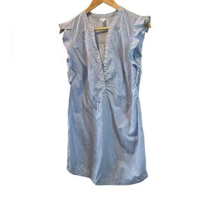 OLD NAVY White & Blue Striped Floral Print Ruffle Cotton V Neck Dress XS